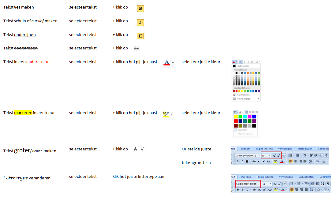 Tekstopmaak  Werken in Word